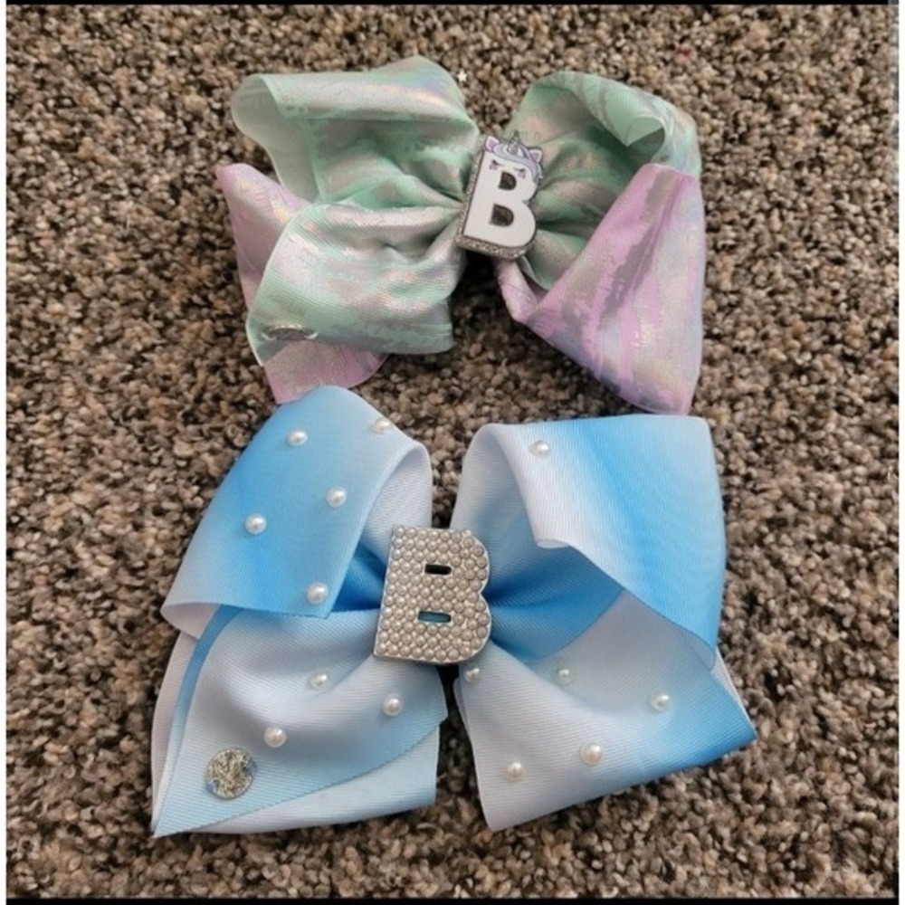JoJo Siwa Hair‎ Bows Lot 2 Pack Unicorn Letter B Rhinestone Pearl